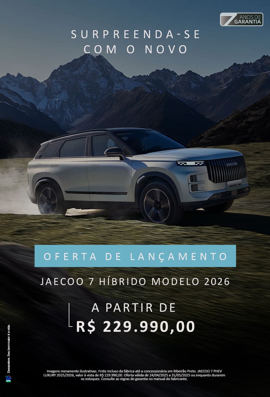 Conheça o Jaecoo J7 - Oferta de lançamento e garantia de 7 anos.