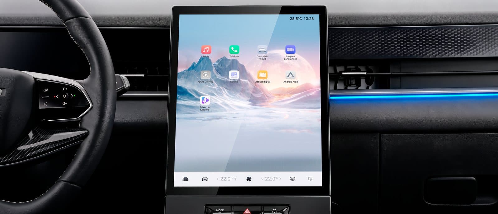 Central multimídia de 13,2 polegadas do Jaecoo J5 com Apple CarPlay e Android Auto